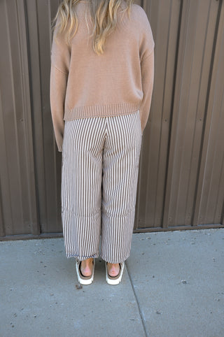 Stripe Pocket Detail Wide Leg Pants