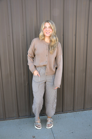 Stripe Pocket Detail Wide Leg Pants