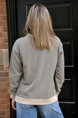 Stripe Top with V-Notched Neck