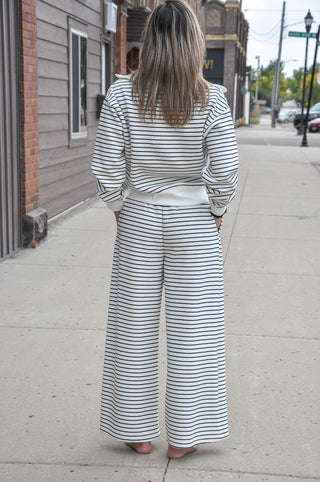 Stripe Trim Zip Jacket Set