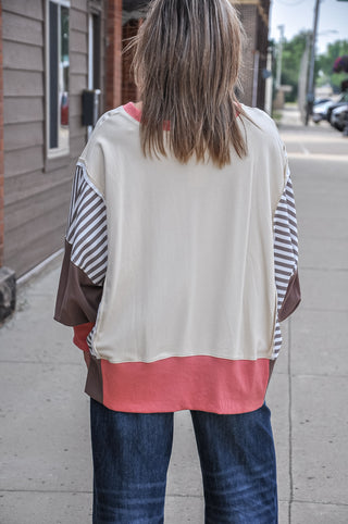 Stripe & Color Block Detailed Sweatshirt, view 3