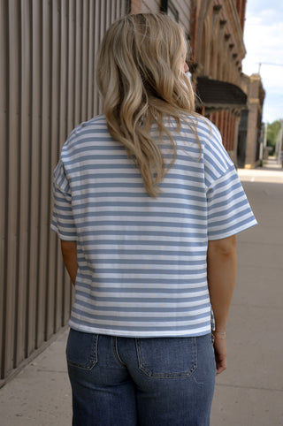 Stripe Colorblock Detail SS Knit T-shirt