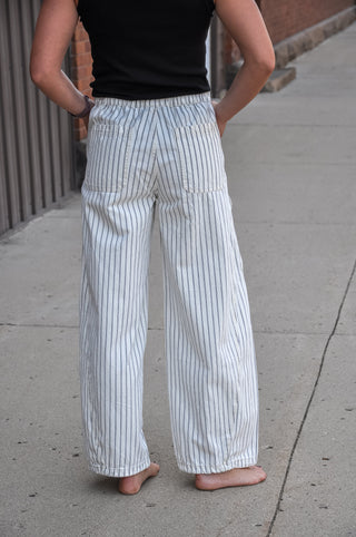 Striped Baggy Pants w/Side Pockets, view 4