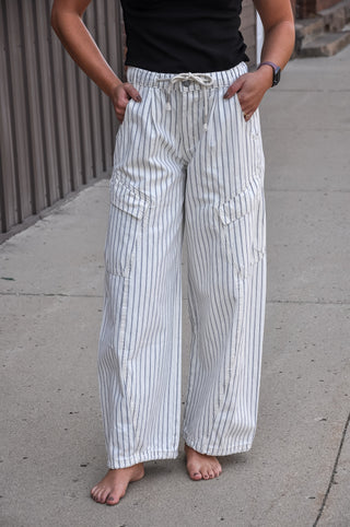 Striped Baggy Pants w/Side Pockets, view 2