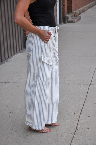 Striped Baggy Pants w/Side Pockets, view 3