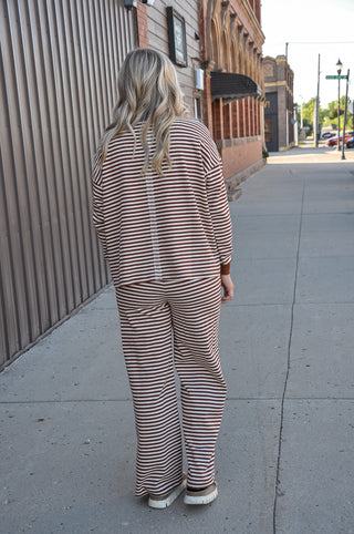 Striped Casual Lounge Top and Pants Set