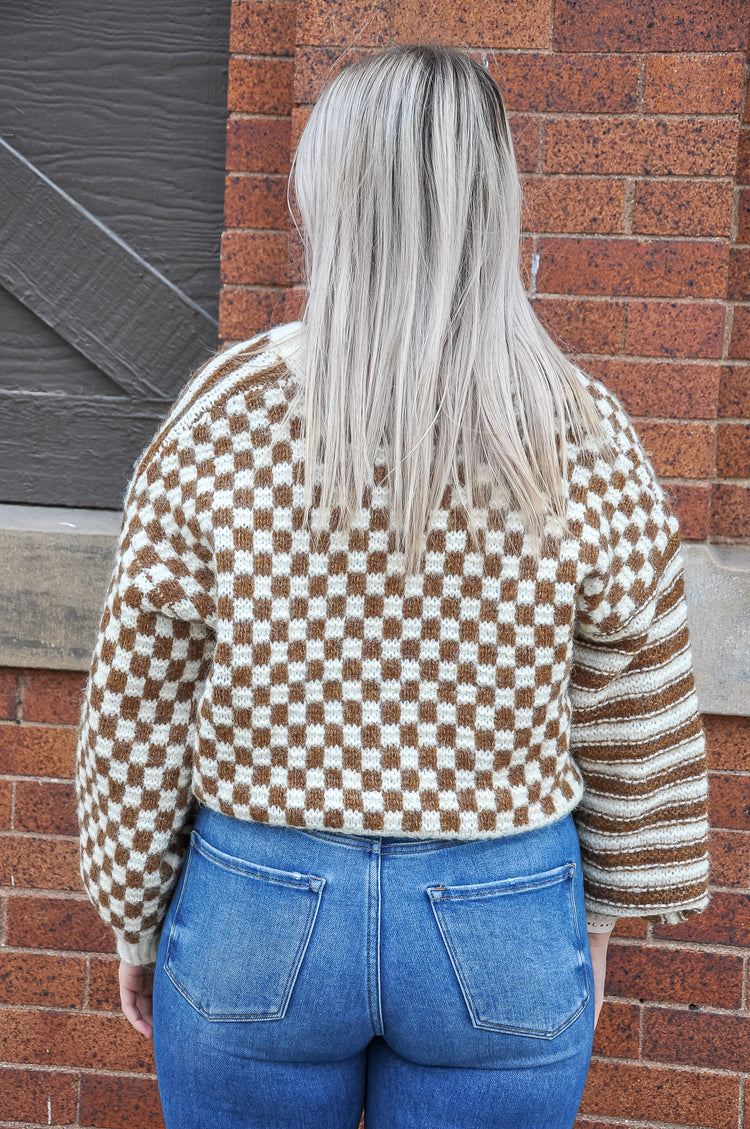 Striped Checker Contrast Sweater