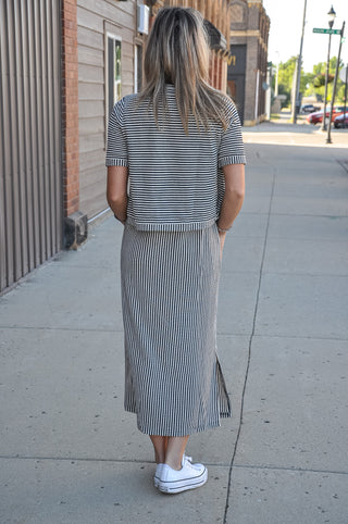 Striped Layered-Look Maxi Dress