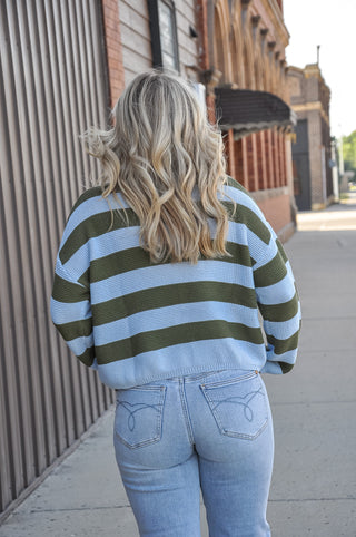 Striped Light Knit Pullover Sweater