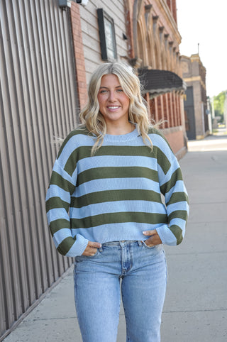 Striped Light Knit Pullover Sweater