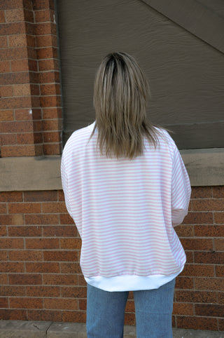 Striped Oversized Mock Neck Sweatshirt
