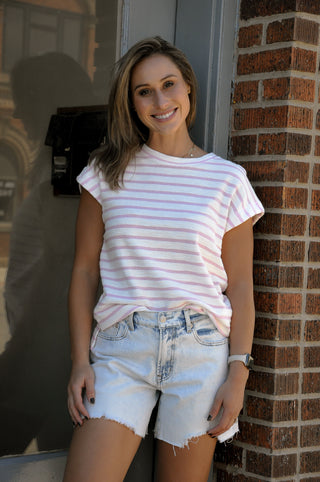 Striped Round Neck SS Top