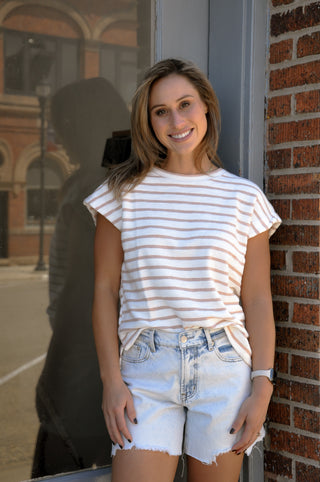 Striped Round Neck SS Top