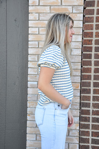 Striped Puff Sleeve Top