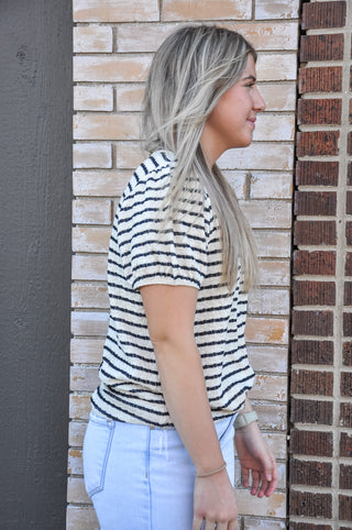 Striped Puff Sleeve Top