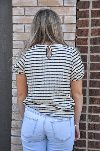 Striped Puff Sleeve Top