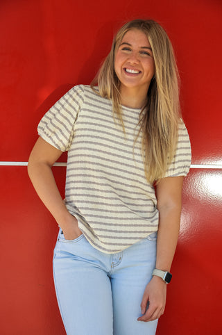 Striped Puff Sleeve Top