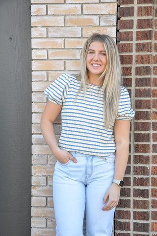 Striped Puff Sleeve Top