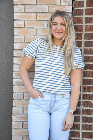 Striped Puff Sleeve Top