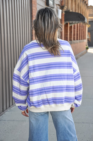 Striped Terry Oversized Sweatshirt Top