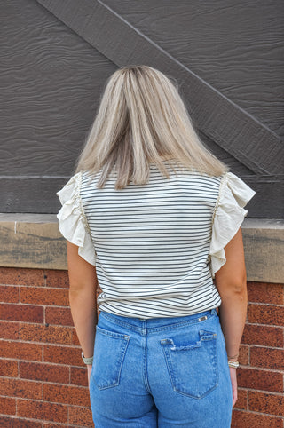 Styled & Striped Ruffle Top