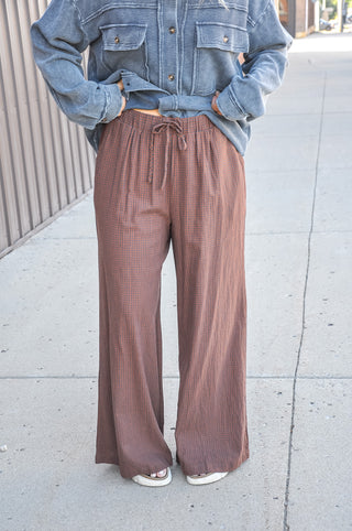 Subtle Gingham Wide Leg Pants