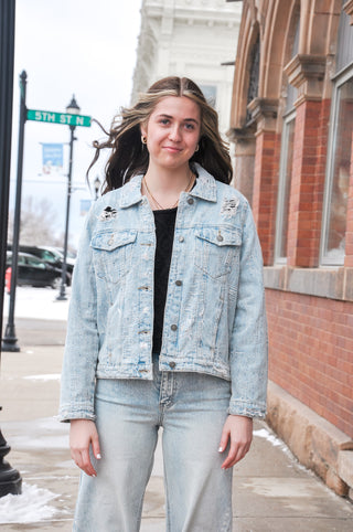 Subtle Sparkle Rhinestone Denim Jacket