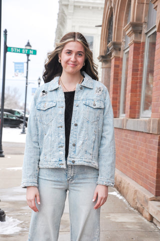 Subtle Sparkle Rhinestone Denim Jacket