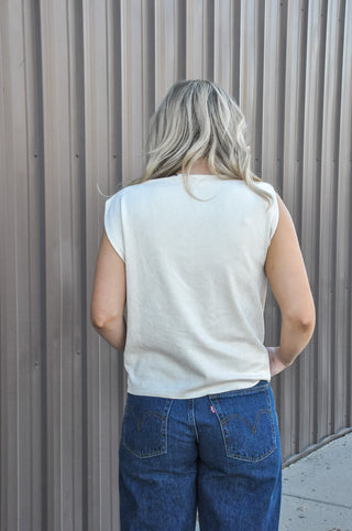 Sueded Cowl Cap Sleeve Top