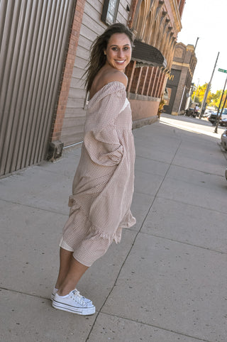 Sunday Lace Gingham Midi Dress