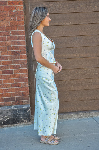 Surplice Ditsy Print Top and Skirt Set