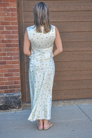 Surplice Ditsy Print Top and Skirt Set