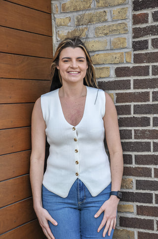 Sweater Front Button Down Vest