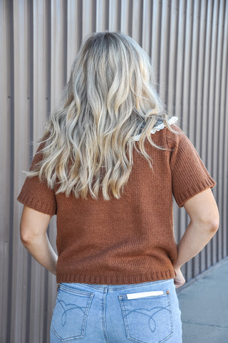 Sweater w/Plaid Peter Pan Collar