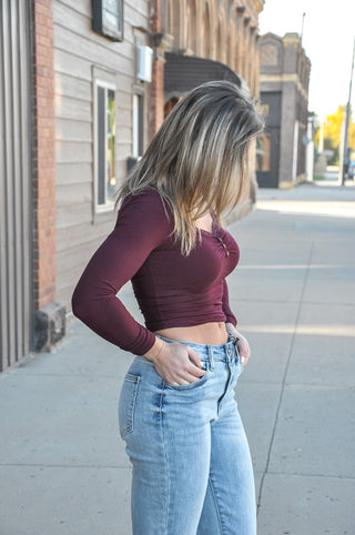 Sweet Allure Lace Trim LS Top