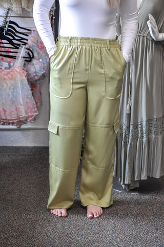 Sweet Satin Cargo Style Pants