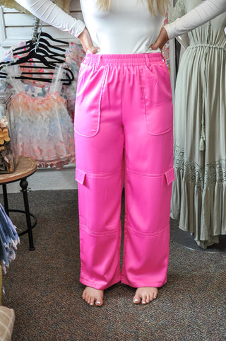 Sweet Satin Cargo Style Pants