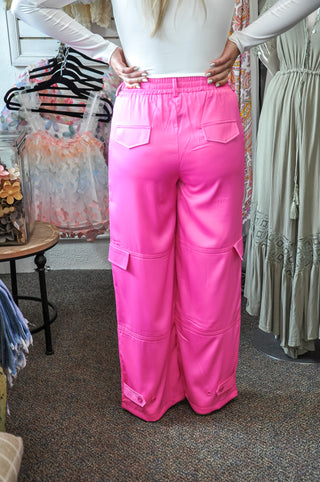 Sweet Satin Cargo Style Pants