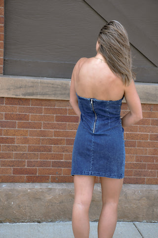 Sweetheart Cutout Denim Minidress