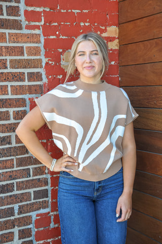 Swirl Printed Mock Neck Top