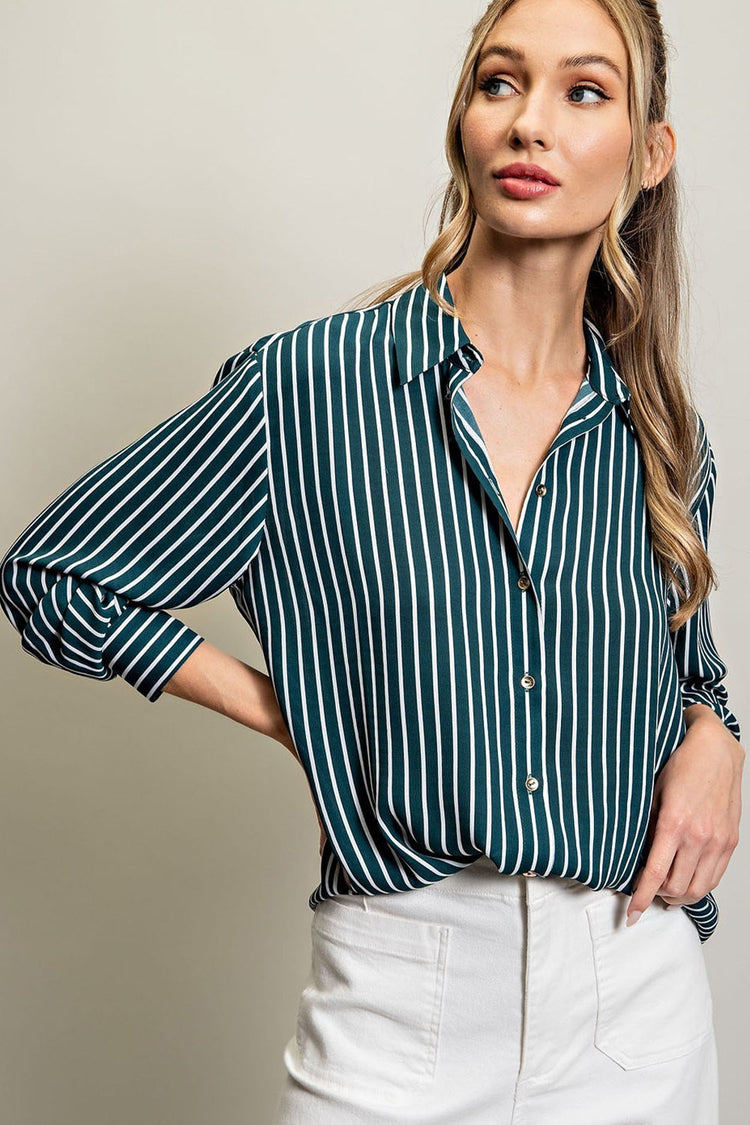 Teally Striped Button Down Top | JQ Clothing Co.