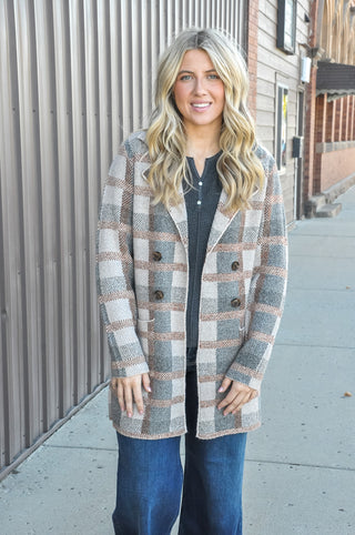 Tailored Check Sweater Coat
