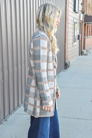 Tailored Check Sweater Coat
