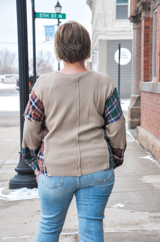 Tan Plaid Mix Long Sleeve