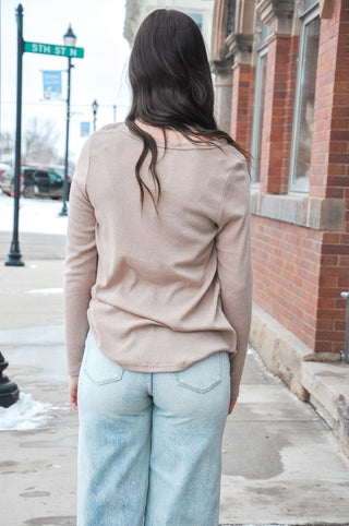 Taupe Long Sleeve Basic Top