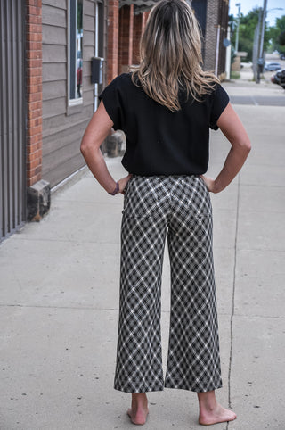 Taupe Plaid Straight Leg Pants