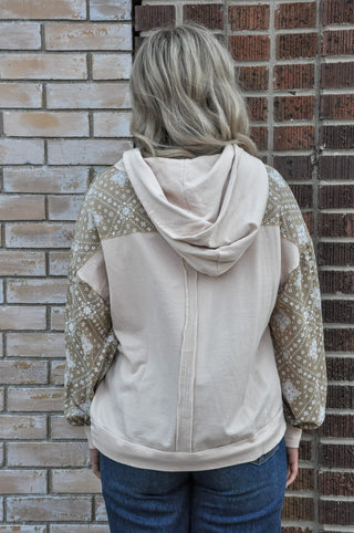 Taupe Print Contrast Boxy Shirt