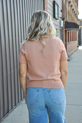Terracotta Lightweight Button-Down SS Top