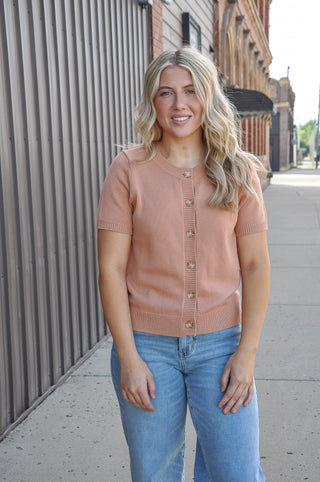 Terracotta Lightweight Button-Down SS Top
