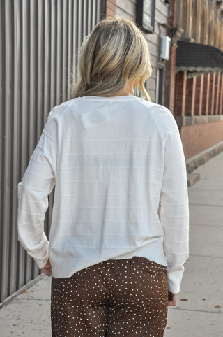 Texture Striped Half Button Sweater